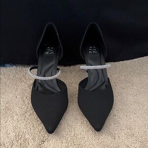 Chic Black Heels with Rhinestone Accent